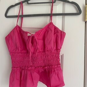 WAYF Pink Smocked Camisole Top
